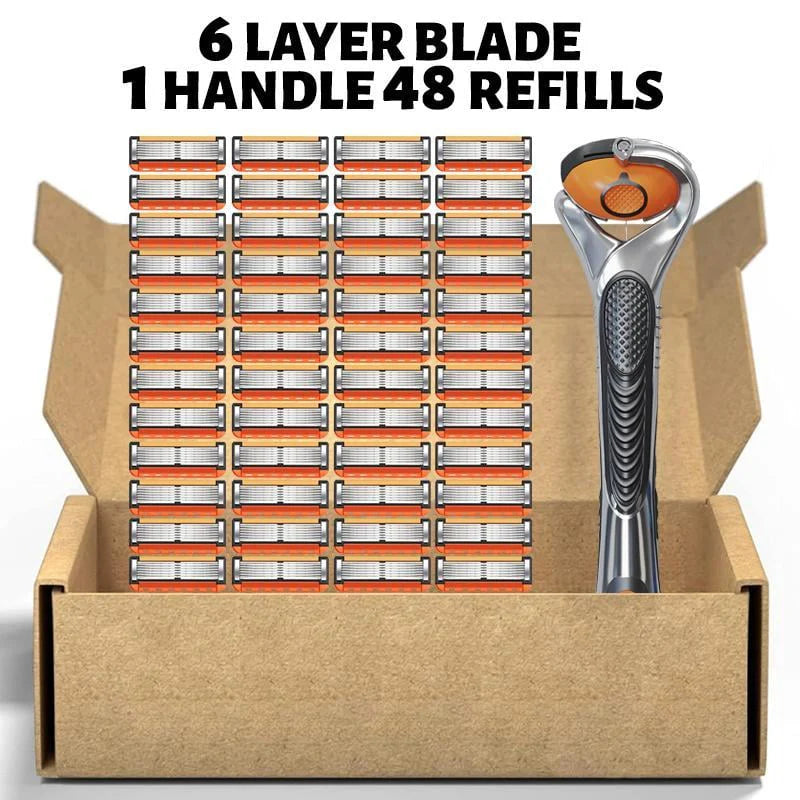 💥48-piece Men's Replacement Razor Blade Set with Handle